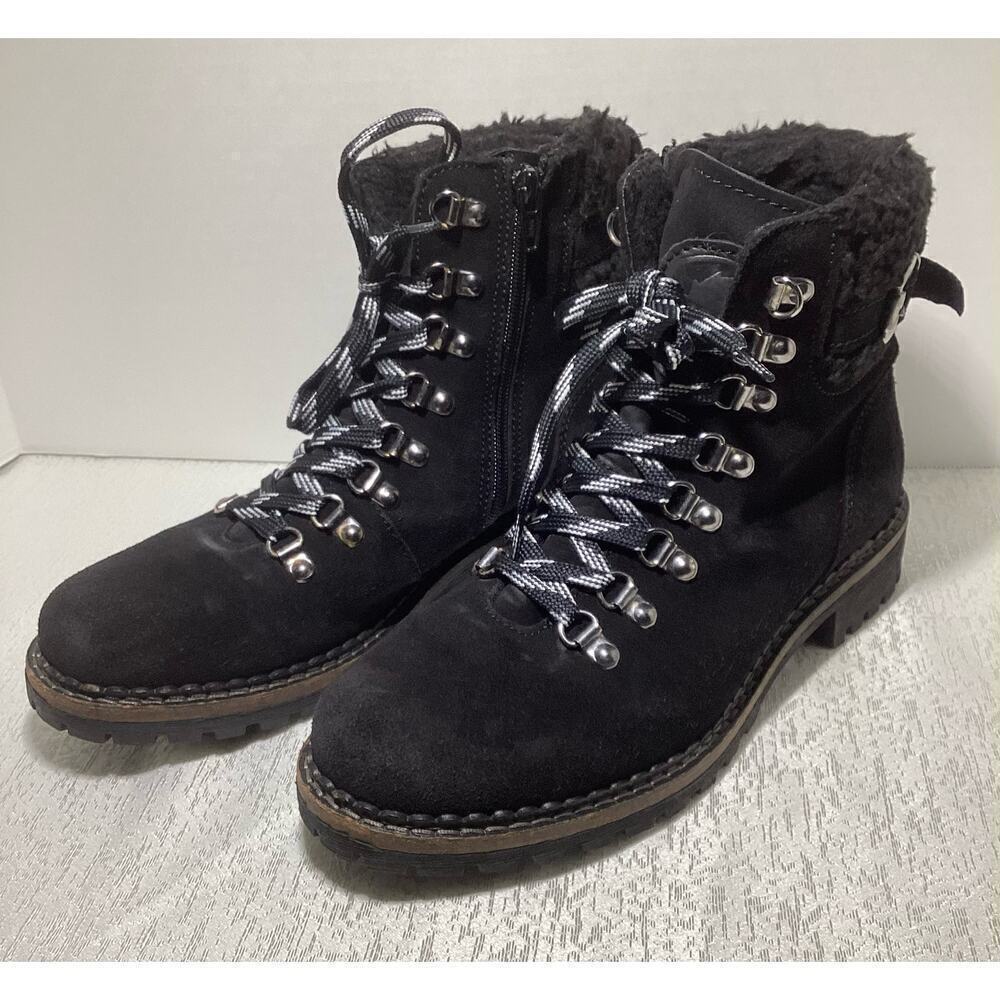 Pajar‎ paulina lace up suede boots black womens size 8-8.5